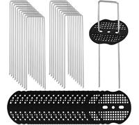 Wopanxye Confezione da 20 punti metallici a forma di U, punte affilate regolabili, in acciaio zincato, 100 mm x 40 mm, per erba artificiale, reti da giardino, tende, tessuti paesaggistici