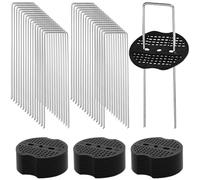 Wopanxye Confezione da 30 punti metallici a forma di U, punte affilate regolabili, in acciaio zincato, 100 mm x 40 mm, per erba artificiale, reti da giardino, tende, tessuti paesaggistici