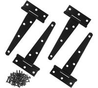 Wopanxye Confezione da 4 cerniere a T resistenti da 125 mm, in legno nero, 7 fori, con viti, angolo aperto 270, rivestimento antiruggine, per cancelli da giardino, recinzioni, persiane, rifugi per