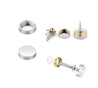 Wopanxye - Set di 12 viti per specchio con coperchi cromati da 10 mm, viti decorative per doccia in acciaio inossidabile spazzolato lucidato con rondelle per tavoli, piatti da bagno, armadi, insegne