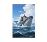 WOPIYNAG Poster su tela con la città sul retro di una balena, decorazione per camera da letto, paesaggio, regalo, 30 x 45 cm