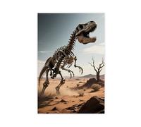 WOPIYNAG Poster su tela con scheletro di dinosauro del terrore della morte, deserto, decorazione per camera da letto, paesaggio, regalo, 60 x 90 cm