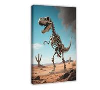 WOPIYNAG Poster su tela con scheletro di dinosauro del terrore della morte, deserto, decorazione per camera da letto, paesaggio, regalo, 20 x 30 cm