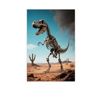 WOPIYNAG Poster su tela con scheletro di dinosauro del terrore della morte, deserto, decorazione per camera da letto, paesaggio, regalo, 40 x 60 cm