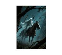 WOPIYNAG Poster su tela, motivo: caccia ai miti europei, fantasma, decorazione per camera da letto, paesaggio decorativo, idea regalo, 50 x 75 cm