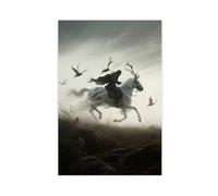 WOPIYNAG Poster su tela, motivo: caccia ai miti europei, fantasma, decorazione per camera da letto, paesaggio decorativo, regalo, 30 x 45 cm
