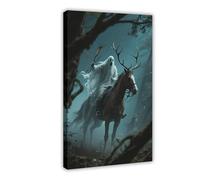 WOPIYNAG Poster su tela, motivo: caccia ai miti europei, fantasma, decorazione per camera da letto, paesaggio decorativo, idea regalo, 60 x 90 cm