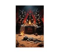 WOPIYNAG Poster su tela, motivo: strega dell'inferno alla festa, decorazione per camera da letto, paesaggio decorativo, idea regalo, 50 x 75 cm