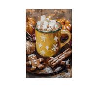 WOPIYNAG Poster su tela stampabile con cioccolata calda con marshmallow, decorazione per camera da letto, decorazione paesaggistica, regalo, 40 x 60 cm