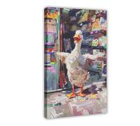 WOPIYNAG Stampa artistica da parete su tela colorata con stampa astratta di Happy Duck in Stationery Shop, 60 x 90 cm