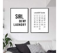 woplmh Stampa su Tela Guida alla Lavanderia Poster Siri Do My Laundry in Black Text on White Background Pittura Immagine Decorativa 30x45cmx2 Senza Cornice