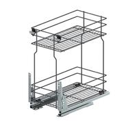 woplus Armadietto da pavimento estraibile con chiusura ammortizzata e cassetto da cucina a 2 livelli, estensione completa, montaggio a pavimento, antracite (mobili da 500 mm)