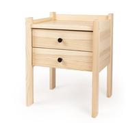 woplus Comodino in legno massello naturale, altezza 55 cm, moderna console notturna con 2 cassetti e spazio di archiviazione, altezza ideale per letti a molle, tavolino in vero legno, colore nero