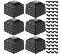 WOPPLXY 24 tappi per pali di recinzione, 9,15 x 9,15 cm, tappi con viti, tappi di copertura in plastica nera per pali di recinzione