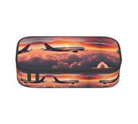 WOPQS Airplane Sunsets Sky Pencil Case Pen Case Multifunzionale Storage Bag Ufficio Grande Capacità Matita Penna Caso, Nero , Taglia unica, Organizer per borse