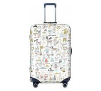 WOPQS Animal Rabbit Fox Dee Copertura elastica di protezione per bagagli, per valigie da 45-81 cm, Nero , L