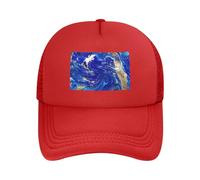 WOPQS Cappello da baseball con motivo astratto in marmo e pietra, per adulti, in rete, per camionista, baseball, golf, sport all'aria, Rosso, Taglia unica