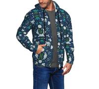 WOPQS Grass And Dove - Felpa con cappuccio da uomo con cerniera per il tempo libero, abbigliamento sportivo, viaggi, soggiorno, corsa, passeggiata, lavoro, Nero , 3XL