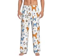 WOPQS Pantaloni pigiama da uomo per cani, sdraiati nel letto, divano, per dormire, per la casa, bianco, XXL