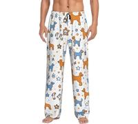 WOPQS Pantaloni pigiama da uomo per cani, sdraiati nel letto, divano, per dormire, per la casa, Nero , L