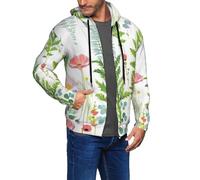 WOPQS Springtime Herb Garden - Felpa con cappuccio da uomo con cerniera per il tempo libero, abbigliamento sportivo, viaggi, soggiorno, corsa, passeggiata, lavoro, Nero , S
