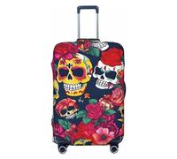WOPQS Sugar and Skulls and Flowers - Copertura protettiva elastica per bagagli, per valigie da 45-81 cm, Nero , L