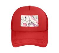 WOPQS The Paris Tower and A Bicycle Adult Mesh Baseball Cap Trucker Baseball Golf Outdoor Sports Running Hat Classic, Rosso, Taglia unica