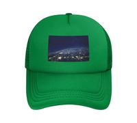 WOPQS View of Earth, berretto da baseball per adulti, in rete, per camionista, baseball, golf, sport all'aria aperta, corsa, classico, Verde, Taglia unica