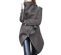 Worclub Giacca Invernale da Donna in Lana Asimmetrica Giacca a Vento Manica Lunga Slim Cappotti Cappotto di Lana