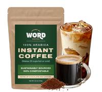 Word Arabica - Caffè istantaneo tostatura media, caffè caldo o freddo di provenienza responsabile, confezione compostabile, 100 porzioni (300 g)