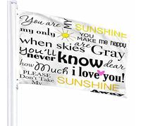 Word Flag Decor 3x5 Ft I Love You Sunshine Heart Citazione Dicendo parole d'arte Sole moderno Happy Doodle Poliestere Motivo stampato Decorazioni per esterni per case e giardini