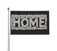 Word Home - Bandierine per casa da cortile, con piccoli ciottoli bianchi, 0,9 x 1,5 m, con occhielli, decorazioni per interni ed esterni, feste per la casa