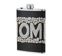 Word Home - Fiaschetta tascabile con piccoli ciottoli bianchi, 226,8 g, in acciaio inox, per papà, testimone dello sposo, matrimonio, viaggi, campeggio