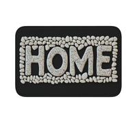 Word Home, piccoli zerbini bianchi con ciottoli, antiscivolo, per interni ed esterni, 40 x 60 cm