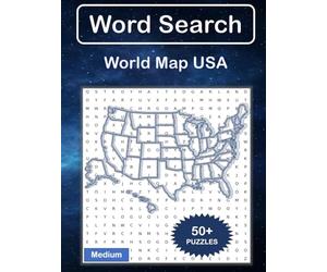 Word Search Puzzle : World Map USA (24 x 24 Medium) with more than 50 Fun Puzzles, 600 Words & Solutions: (Brain Games, For Sparking Memory, Focus, ... Training, Learning With Find Game)