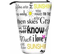 Word Telescopic Pencil Cancelleria Astuccio Penne Scatola portaoggetti con chiusura a cerniera per donne Uomini Ragazzi Ragazze Ti amo Sunshine Heart Citazione Dicendo parole d'arte Modern Sun Happy