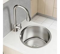 WORDFUN Lavello da Cucina Rotondo, 28 30 32 36 40 42cm Lavandino Rotondo Vasca Singola, Lavello Silenzioso in Acciaio Inossidabile, per Bagno Home Bar Bacino Lavanderia Ristoranti(36x36cm)