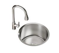 WORDFUN Lavello da Cucina Vasca Singola in Acciaio Inox, 28/30/32/36/40/42cm Lavello Piccolo per Camper RV, Lavandino Tondo da Incasso, per Lavanderia, Bar, Sala da Pranzo, Campeggio(42x42cm)