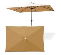 WORDFUN Telo di Ricambio per Ombrellone Rettangolo, 6 Stecche 2x3m Tettuccio per Ombrellone Impermeabile UV30+, Copertura di Ricambio da Giardino, Ombrello di Rechange Baldacchino(Khaki)