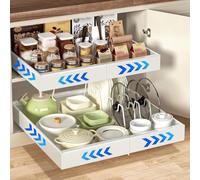 wordmouk Cassetto Telescopico Espandibile Ripiani per Cassetti Estraibili per Armadio da Cucina Cassetto Scorrevole Estensibile Estraibile con Pellicola Adesiva, 32-52CM, Bianco, 1 pezzo
