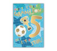 Words 'n' Wishes - Biglietto di auguri di compleanno per nipote, 5° compleanno, tema calcio, 23,5 x 16,5 cm