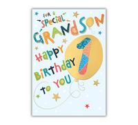 Words 'n' Wishes - Biglietto di auguri per il primo compleanno del nipote, con palloncini, multicolore, 23,5 x 16,5 cm