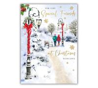 Words 'n' Wishes Special Friends Couple Walking Through Snowy Scene Biglietto di Natale, multicolore, 22 x 15,8 cm