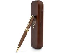 Wordsworth and Black Ballpoint Pen Set - Penna di lusso mozzafiato in bambù legno marrone, finitura oro, ricaricabile, miglior penna per uomini & donne, ricarica d'inchiostro