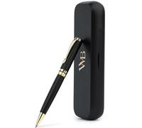 Wordsworth and Black Ballpoint Pen Set - Penna di lusso mozzafiato in bambù legno nero, finitura oro, ricaricabile, miglior penna per uomini & donne, ricarica d'inchiostro