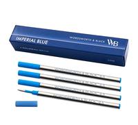 Wordsworth and Black Ricariche per penne roller [Blu], Set di 4, Ricariche sostituibili - Punta fine, Inchiostro blu ad asciugatura rapida, Penne roller di dimensioni standard, Scrittura scorrevole