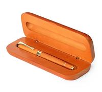 Wordsworth and Black Rollerball Pen - Penna di lusso mozzafiato in bambù legno di ciliegio, finitura oro, ricaricabile, miglior set regalo per uomini & donne, ricarica d'inchiostro