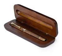 Wordsworth and Black Rollerball Pen - Penna di lusso mozzafiato in bambù legno marrone, finitura oro, ricaricabile, miglior set regalo per uomini & donne, ricarica d'inchiostro