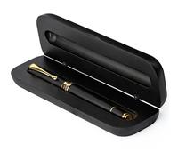 Wordsworth and Black Rollerball Pen - Penna di lusso mozzafiato in bambù legno nero, finitura oro, ricaricabile, miglior set regalo per uomini & donne, ricarica d'inchiostro