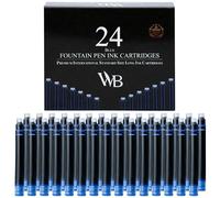 Wordsworth & Black - Cartucce d'inchiostro per penna stilografica - Blu - Dimensioni standard internazionali - Lunghezza circa 3.8 cm - Diametro base circa 0,6 cm - Usa e getta, confezione da 24